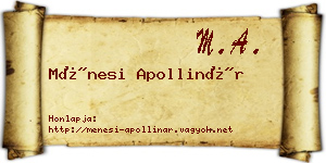 Ménesi Apollinár névjegykártya